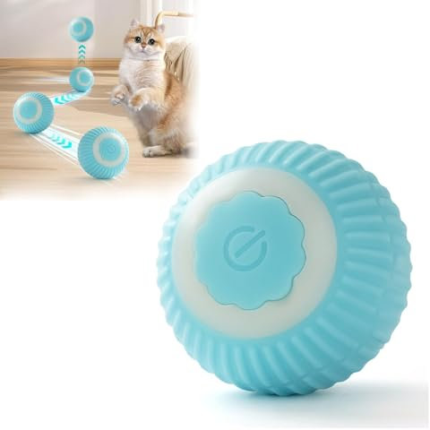 Katzenspielzeug Elektrisch Katzenball mit LED Licht, Interaktives Katzenspielzeug Ball, Automatischer 360° Rollbal Selbstbeschäftigung Katzenball, USB Wiederaufladbarer Katzenbälle für Katzen und Hund