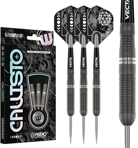WINMAU Darts Callisto 24g 90% Professionella Volfram Stålspets Dartset med Dartflyg och Dartstammar
