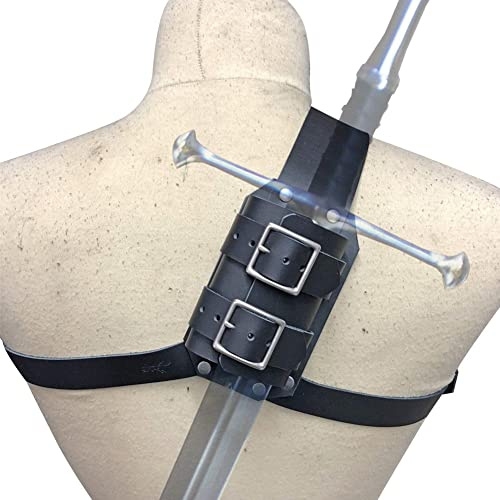 Lpitoy Funda para Espalda De Espada Medieval, Cinturón para Espada De Cosplay, Soporte para Espalda De Espada Ajustable, Funda para Hombro, Disfraz De Guerrero Vikingo