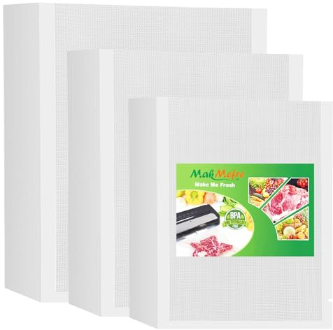 MakMeFre 300stycken,100av varje storlek:15x25cm,20x30cm,28x40cm Strukturerade vakuumpåsar,BPA-fria,präglade,perfekta för sous-vide-matlagning