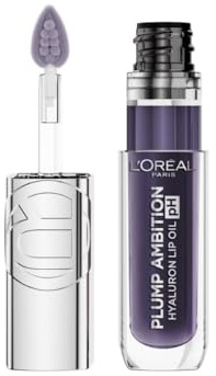 L'Oreal Paris, Aceite Labial Voluminizador Plump Ambition, Labios Suaves y Brillantes, Efecto Relleno y Color Personalizado, Hidratación 24H con Ácido Hialurónico, Tono 116 BERRY NOIR, 5ml