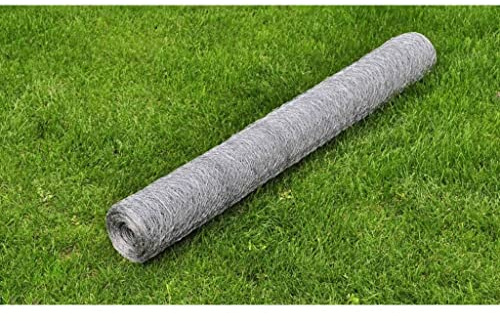 Genérico Malla de Alambre de Acero galvanizado Plateada 25x0,5 m,Bricolaje,Vallas de jardín,Paneles de vallas-140415