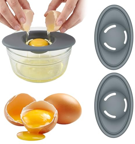 2PCS Silicone Egg Yolk Separator, Food-Grade Egg Separator for Raw Eggs, 3-Slit Yolk Separator Tool for Baking, Cooking