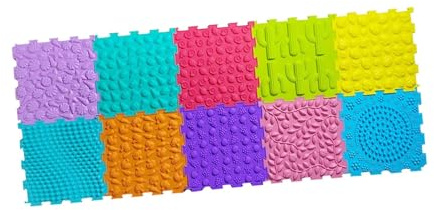 FewNvWa Set di 8 Tappetini da Massaggio per Bambini, Tappetino Sensoriale Puzzle con Tessere in Silicone Testurizzato Interconnesse, Adatto All'interazion, 10pcs