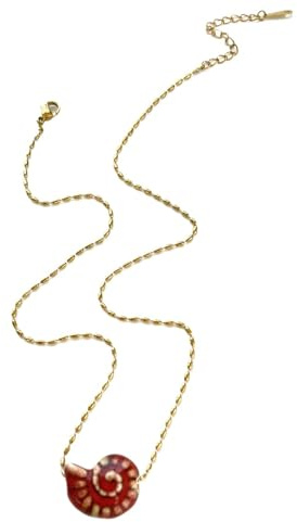 WSQHAO Flerfärgad keramiskt skal hänge halsband för kvinnor, rostfritt stålkedja, 2 st för kvinnor