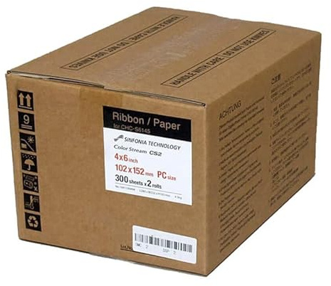 SINFONIA CS2 Media Size 4X6 - Paper & Ribbon - 600 Prints. for use with Sinfonia Color Stream CS2 Printer. with Free Samples of Our Photo folders (Eventprinters Brand).