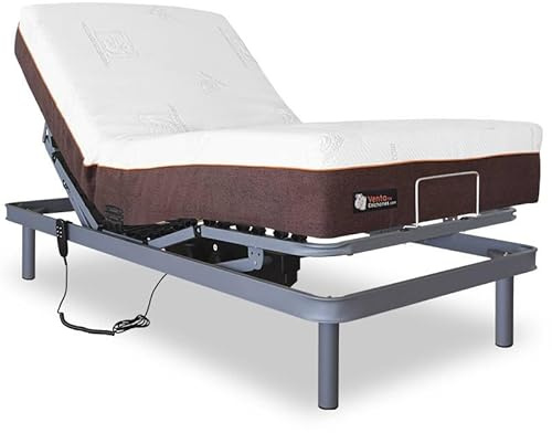 Ventadecolchones - Cama Articulada Reforzada Adaptator + Colchón viscoelástico Visco 5 y Mando con Cable Medida 105 x 190 cm - Incluye Subida y Montaje