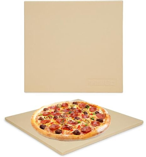 Mimiuo Pizzastein für Backofen und Gasgrill, Backen, Cordierit Quadratischer Pizzastein for Ooni, Grillen und Servieren Für Torten, Gebäck, Brot, Pizza, 33 × 33 cm