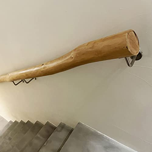 LBSI Handlauf Holz Treppengeländer 50-500cm Handläufe for Treppen Massivholz Wandhandlauf for Innen Außen Brüstung Bausatz mit Wandhalterung mit Dübeln