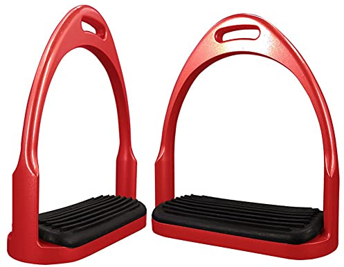 PUMEXFE Equine Horse Stirrups Irons Cool Western Lightweight Aluminum Safety Riding TACK Saddle (Red)