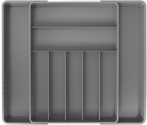 Simple Houseware Organizador de Cubiertos Extensible para cajones de Cocina, Gris