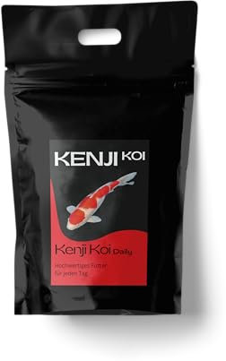KENJI KOI Daily Food 5kg 6mm - Koifutter für die ganze Saison mit SPIRULINA | Alleinfutter für Koi | Futter für jeden Tag: Fördert Wachstum & Farben der Koi Karpfen