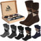 Brubaker 6 Paar Socken mit Rautenmuster - Herrensocken mit Argyle Karo Muster in Geschenkbox - Herren Komfortsocken - weich und atmungsaktiv - Farbmix Grau/Braun - Größe 39-42