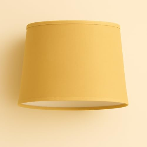 30 cm Lampenschirm, Baumwollstoff mit weißer PVC-Rückseite, handgefertigtes Produkt, für Tischlampe, Stehlampe (Ocker)