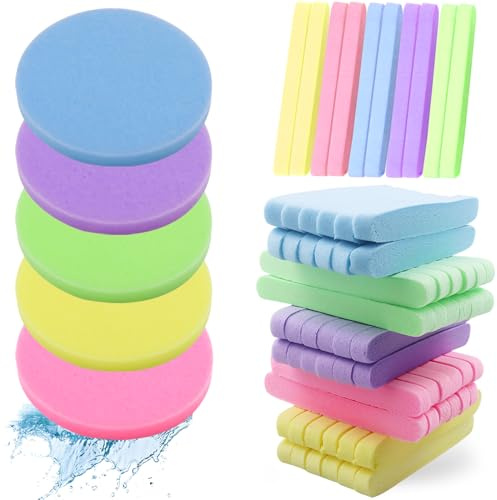 120 Count Compressed Facial Sponges, Face Cleansing Sponge for Estheticians Compress Exfoliating Spa Wash Round Makeup Removal Pads for Women