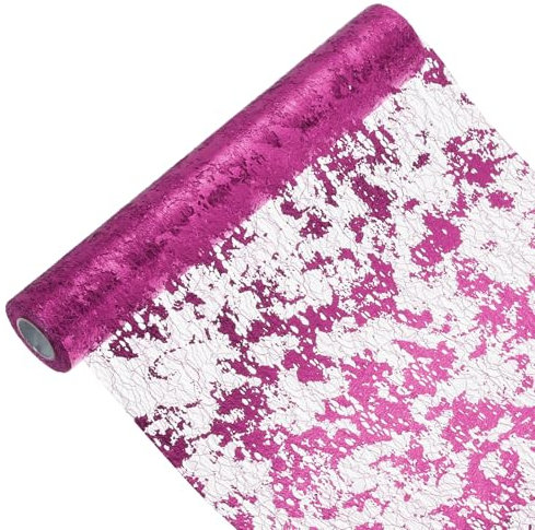 sourcing map Runner da tavola fucsia, rotolo da 29 cm x 9 m, con paillettes in rete metallica, decorazione da tavolo per matrimoni, feste di compleanno, Natale, Capodanno