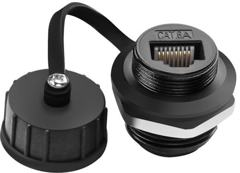 QIANRENON Cat6a RJ45 Waterproof Network Adapter, RJ45 8P8C Female to Female Panel Mount, Waterproof Ethernet Connector, Shielded, Outdoor Network