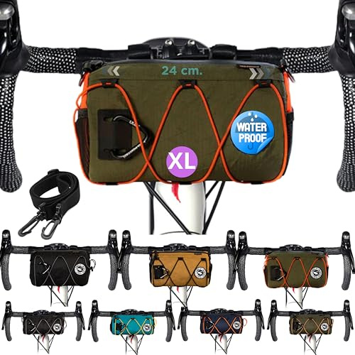 ULAC Borsa Manubrio Bici Grande con Tracolla Borsa Bicicletta Impermeabile Nylon 3,8L 24x14x14 cm Accessori MTB E-Bike Completi Cesta Porta Utensili e Telefono