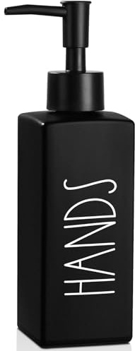 RACOBOT Hand Soap Dispenser, Matte Black Soap Dispenser for Bathroom, Glass Hands Liquid Dispenser with Pump, Farmhouse Soap Bottle Dispenser, Refillable Soap Bottle for Bathroom Decor, 12.3fl oz