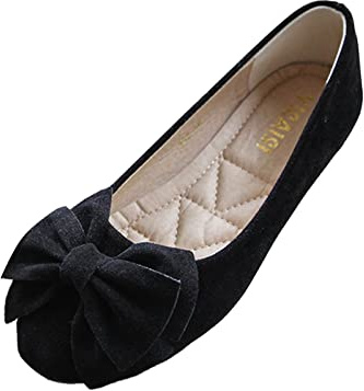 Women's Wedding Flats Shoes Comfortable Slingback Casual Shoes Lightweight Low Heel Ballerina Pumps Elegant Bow-Knot Single Footwear for Wedding,Walking, Street, Shopping Black