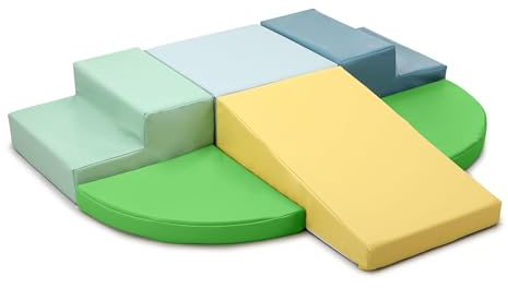 Juego de 6 Bloques de Espuma para Niños: Cuero sintético Bloques Psicomotricidad Infantil - Set de Escalada Escalera Doble Suave Ligero para Interior Infantil para Escalar y Niños de 3+ Años