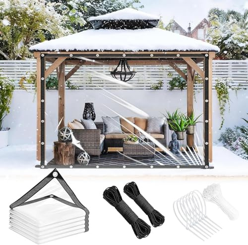 Heavy Duty Clear Tarp 4x6ft Thickened 14Mil Waterproof Clear Tarps with Grommets Tear Resistant PVC Vinyl Reinforced Edges for Greenhouse Patio Garden Pavilion Chicken Porch Outdoor Chicken Coop