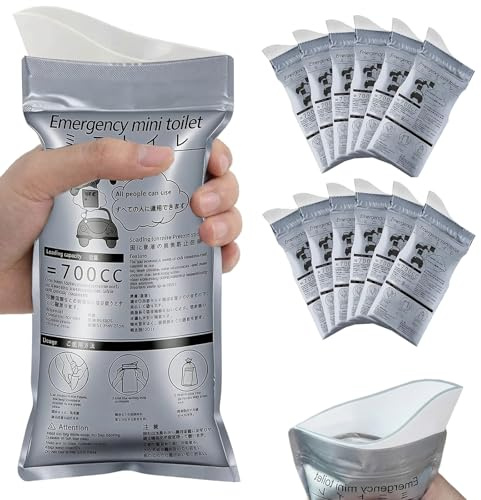12PCS Disposable Urine Bags,700ML Pee Bags,Mobile Emergency Toilet in Car,Travel Outdoor Urinal Toilet for Camping Toilets,Traffic Jam,Vomit Bags,Portable Toilets for Men Women Kids Patient and Pregna