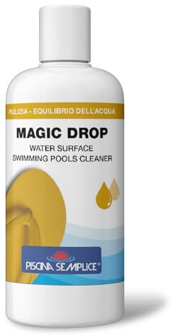PISCINA SEMPLICE MAGIC DROP Detergente per Superficie Acqua Piscina, Pulizia Rapida ed Efficace, Flacone da 250 ml