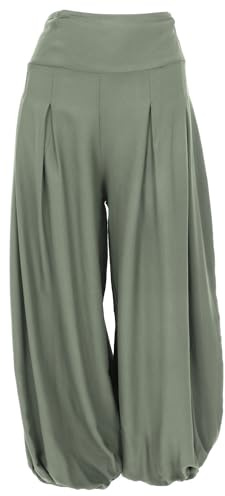 GURU SHOP Boho Pluderhose, Muckhose, Haremshose - Olivgrün, Damen, Size:S/M