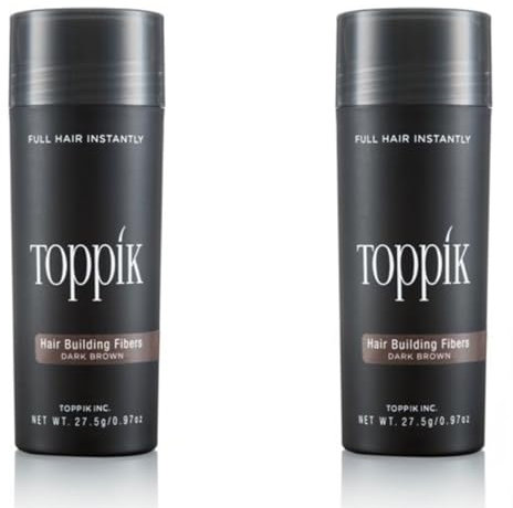 2 x TOPPIK 27,5 g. - Haarverdichter Streuhaar Schütthaar Hair Fibers Microhairs - Sparangebot!, Farbton:Mittelbraun (Medium Brown)