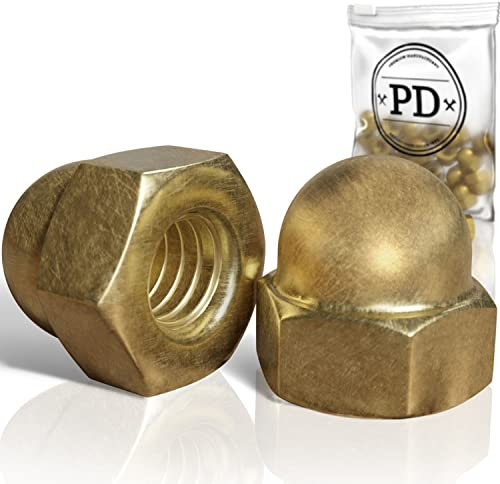 PD® Hutmuttern M10 (DIN 1587) | Hochwertige Messing Kappenmuttern | Schutzkappen Muttern Messingmuttern in hoher Form für Schrauben, Gewindestangen & Gewindebolzen | 15 Stück