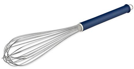 thermohauser Schneebesen (Edelstahl rostfrei), 45 cm Länge, blauer Kunststoffgriff und Aufhänger, mit 16 Schlaufen, Blau