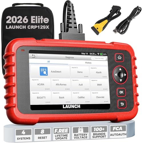 LAUNCH CRP129X OBD2 Scanner, 2026 Elite Lifetime Free Update Scan Tool, 8 Reset, Injector Coding, ABS/SRS/TCM/Engine System Diagnostic Scanner, Auto Vin, Car Scanner Diagnostic for All Cars