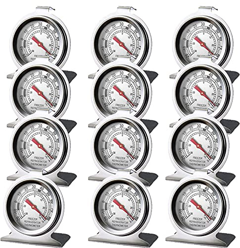 Stainless Steel Refrigerator Freezer Thermometer Large Dial Thermometer (12 Pack)