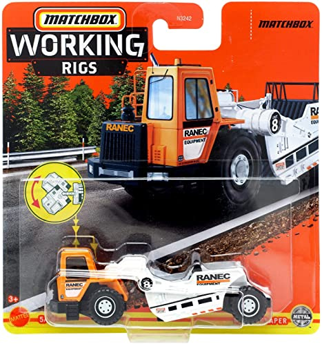Matchbox Road Scraper, [Orange/White] Working Rigs 5/16