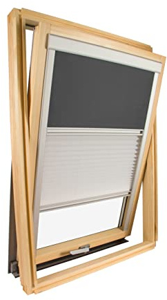 Avosdim, Rollo für Dachfenster ähnlich und Vélux-kompatibel, Duo Verdunkelung und Dimmer, für CK02, WeiÃŸ - Anthrazitgrau