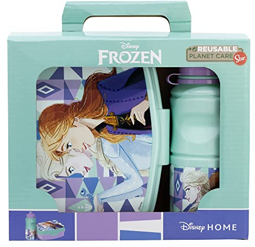 STOR SET BACK TO SCHOOL COMPOSTO DA BOTTIGLIA DI PLASTICA DA 380 ML E CESTINO PER IL PRANZO CON POSATE. SENZA BPA | FROZEN ICE MAGIC