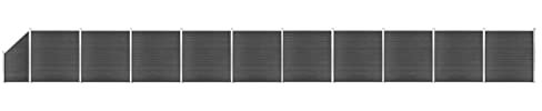 Tidyard Zaunelement Set Gartenzaun Sichtschutzzaun Windschutzzaun Lamellenzaun Garteneingrenzung Windschutz Sichtschutz Zaun Element Dichtzaun Terrasse Garten WPC 1830x(105-186) cm Schwarz