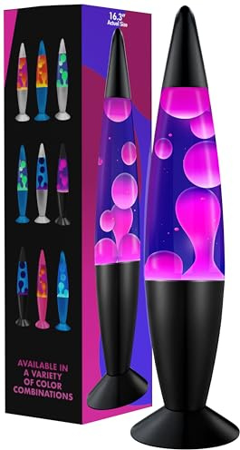 Jambo 16 Beautiful Lamp- Purple with White/Pink Wax, Relaxing Liquid Lamp for Living Room Office Bedroom Adults Teens Kids, Magma Light, Night Light Nightlight, Home Decor