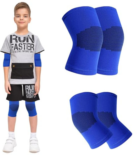 Knieschützer und Ellbogenschützer Kinder, Kinder Schonerset, Junge Knieschoner und Ellenbogenschoner, Knieschützer Jungen Mädchen Einstellbar Weich Knieschoner für Skateboard Radfahren Volleyball