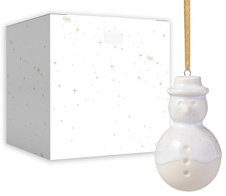 like. by Villeroy & Boch – Winter Glow snowman ornament, Premium Porcelain Christmas decoration, tree decoration, 4.5 x 4.5 x 8 cm, White/Beige