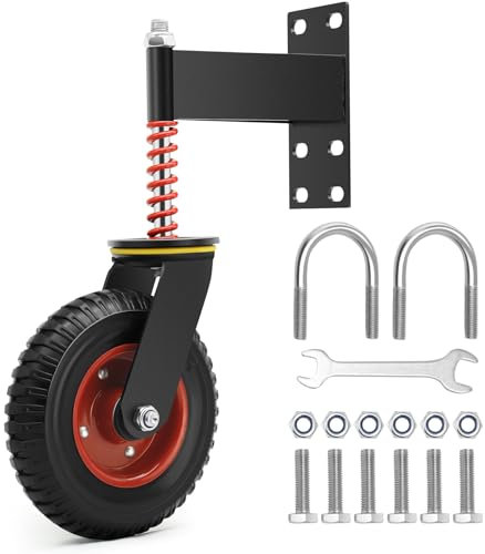 W B D WEIBIDA 200 mm Ruedas de Puerta Pesadas con Resortes Amortiguadores, Ruedas de Goma para Compuertas, Capacidad de 250 kg, Ruedas Giratorias 360° para Puertas de Madera y Metal, Cercas, Negro