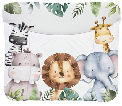 Ceba Baby® weiche Wickelauflage 75x72 cm - Baby Wickelunterlage - Wickeltischauflage für Junge und Mädchen - Wasserdicht, abwaschbar - OEKO-TEX® Standard 100 - Made in EU - Dschungeltiere