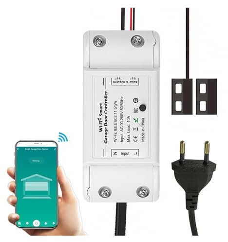 TIEOAXFT Ouvre-Porte de Garage WiFi Contrôleur de Porte de Portail Intelligent Contrôle par Application Fonctionne avec Haut-Parleur Intelligent