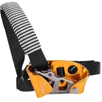 MotiveTech Bloccante per Piede con Fibbia di Regolazione Professionale per Attrezzatura da Arrampicata (100 kg) per Arrampicata su Roccia all'aperto e, Piede Destro Giallo