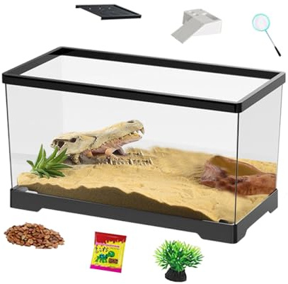 Kit De Réservoir De Tortue - Base De Drainage Inférieur, Plateau D'habitat Surélevé | Maison De Reptile Ci-jointe Pour Grenouille, Couverture Coulissante Avec Des Configurations D'espace Gecko, Des Am
