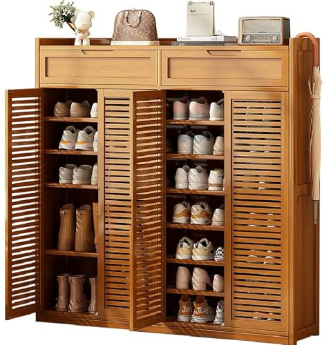 angelfanmily Mueble Zapatero de Bambú, Estantería Zapatero con 7 Niveles, Organizador Almacenamiento de Zapatos Multiuso, para Sala De Estar, Dormitorio, Armario del Pasillo
