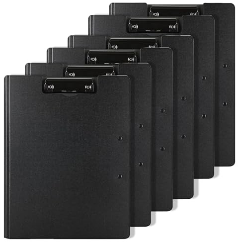 Woobroo 6 Pack Clipboard Folder with Cover - Foldable Nursing Clipboard for Hospital & Office - Heavy Duty Plastic File Folder, Landscape & Portrait Writing Pad for Students, Engineers (Black)
