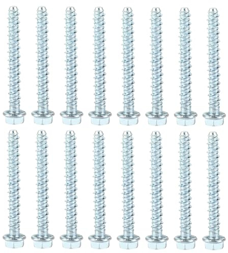 Förpackning med 10 betongskruvar M10 x 80 mm, sexkantskruvsats av betongskruv, betongskruvar utan pluggar, galvaniserad med bricka, skruvankare för industriell murbetongarkitektur