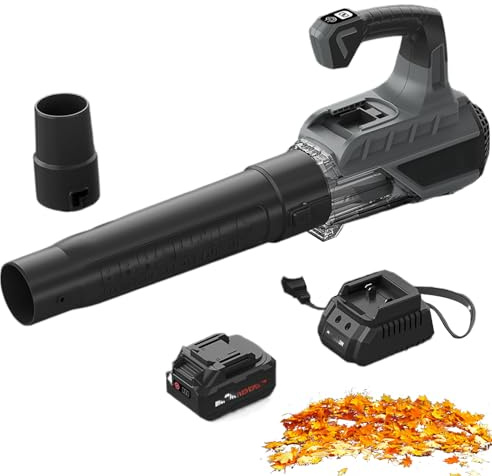 Soplador De Hojas Inalámbrico, Aspirador Y Trituradora Eléctrico De Jardín De 18300 RPM con Baterías De Litio De 1/2 4000 Mah Y Cargador, 2 Velocidades, para Soplar Hojas, Jardín, 1 Battery 1 Charger